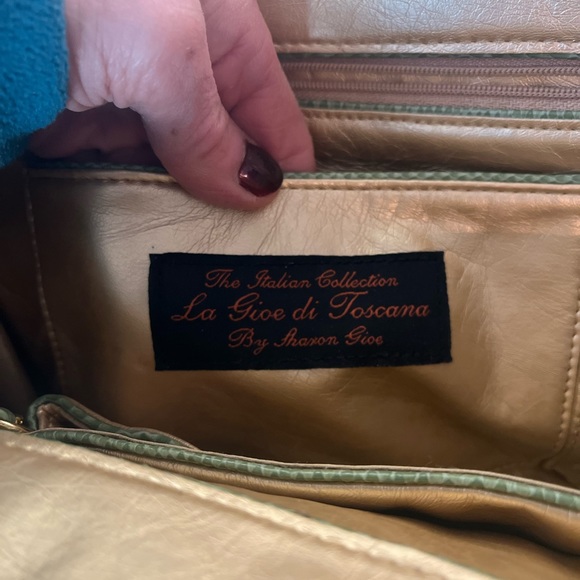 La Gioe Di Toscana The Italian Collection By Sharon Gioe Satchel Green Reptile - Picture 7 of 9